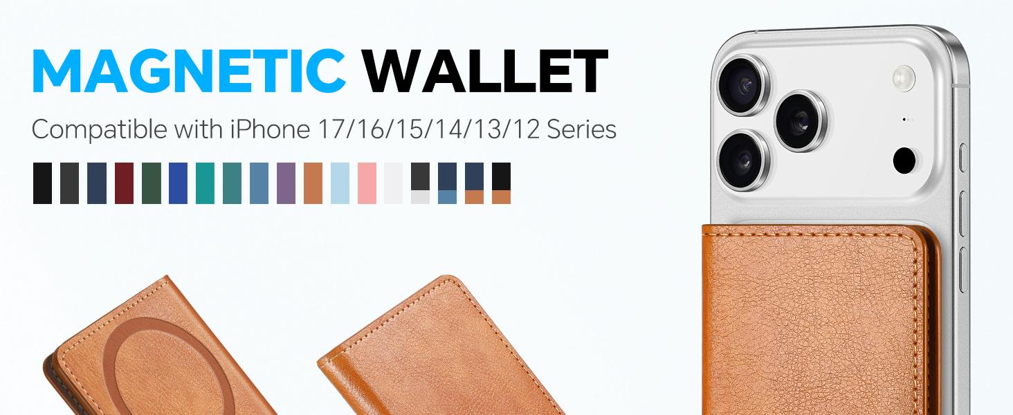 3C9-PHP11  for Wallet with 6 Card Holders, Blocking [Clear ID Window] PU Leather Men Women Folio Magnetic Phone Wallet for iPhone 17/16/15/14/13/12/Plus/Air/Pro/Pro Max Series, Black
