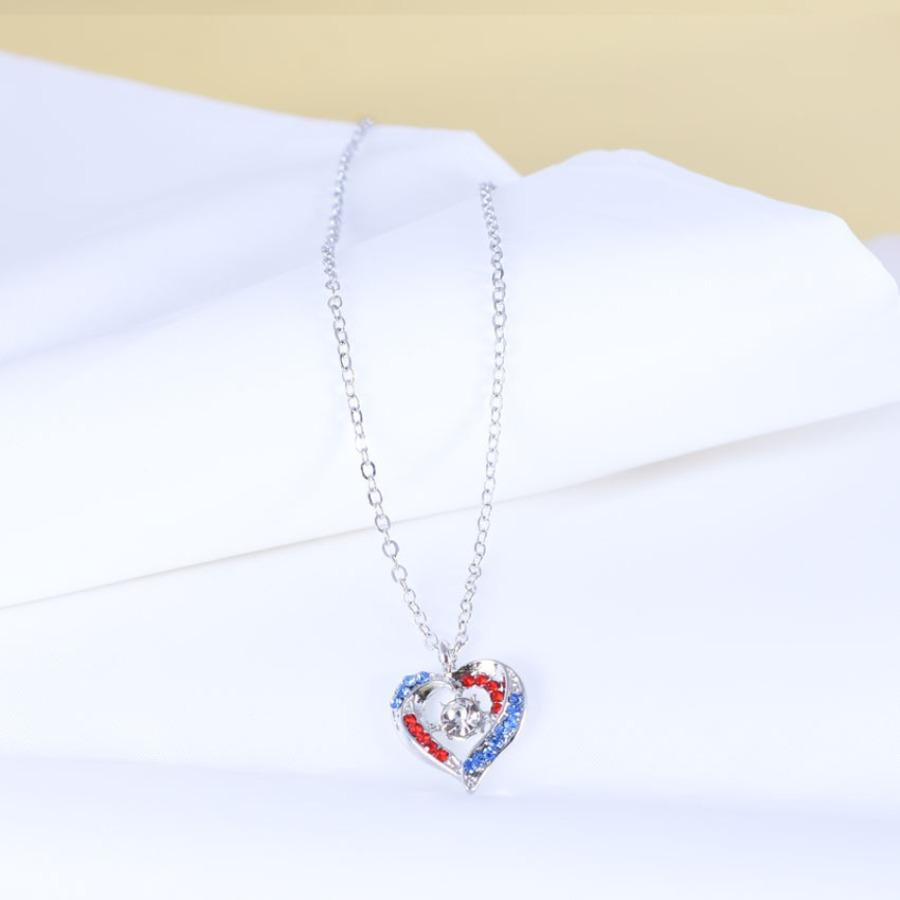 Independence Day Heart Diamond Pendant Fashion Necklace