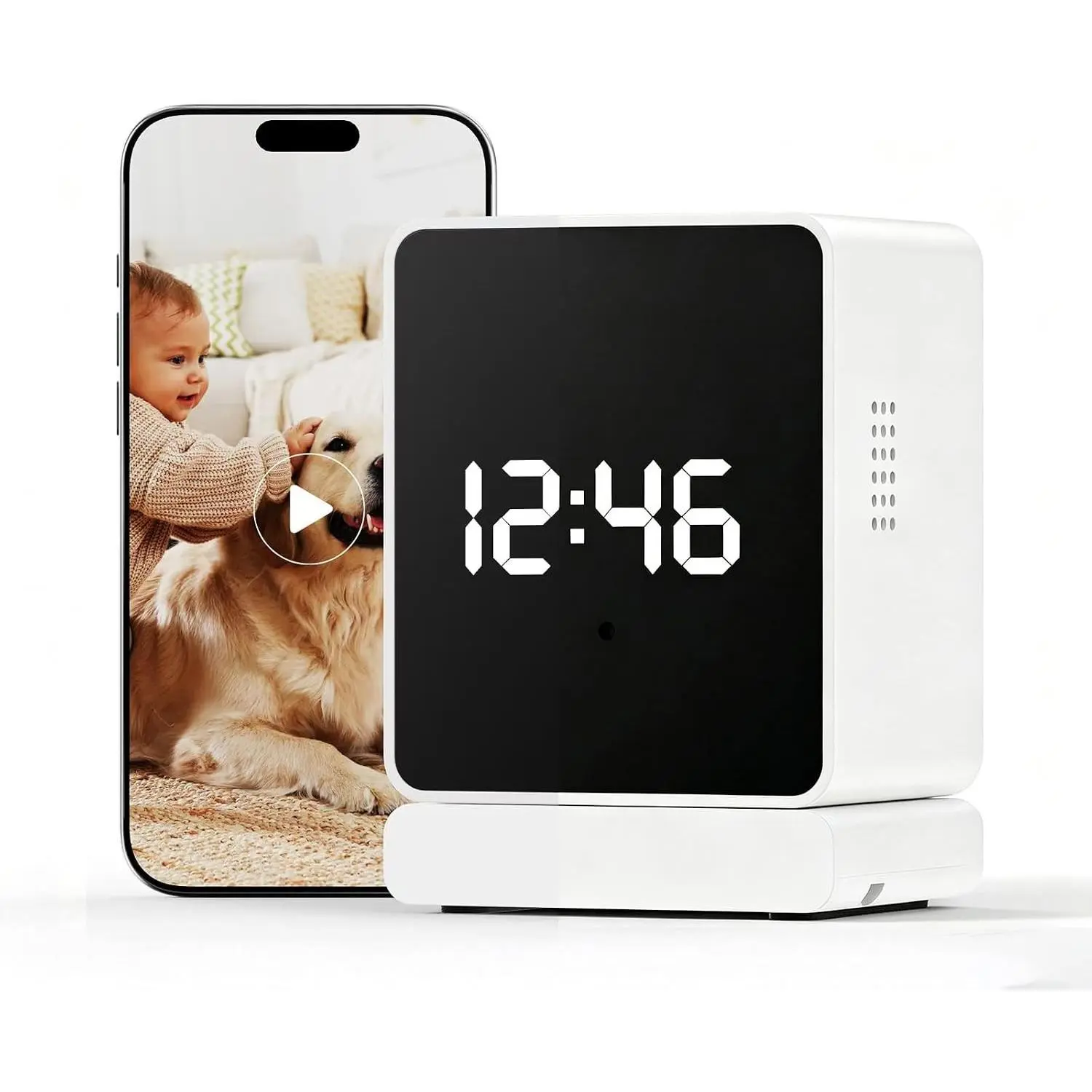 2K HD Clock Camera for Home Indoor Security with AI Motion Detection, Night Vision, Local & Cloud Storage