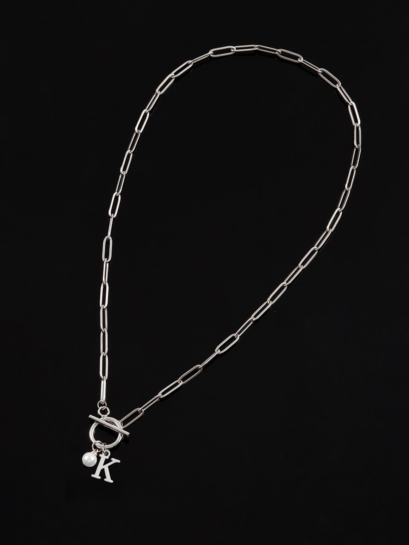 Women's Elegant Faux Pearl Decor OT Buckle Pendant Necklace, Exquisite Trendy Letter Charm Pendant Necklace, Fashion Vintage Jewelry for Party & Daily Decor, Necklace Initial