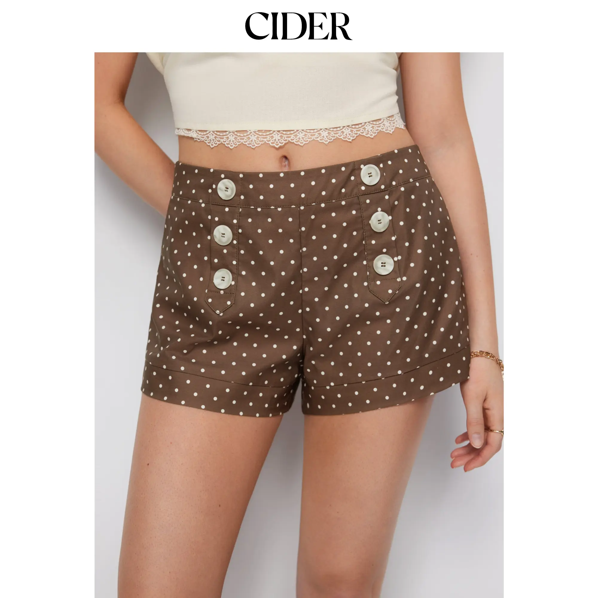 Cider Low Rise Polka Dot Micro Shorts