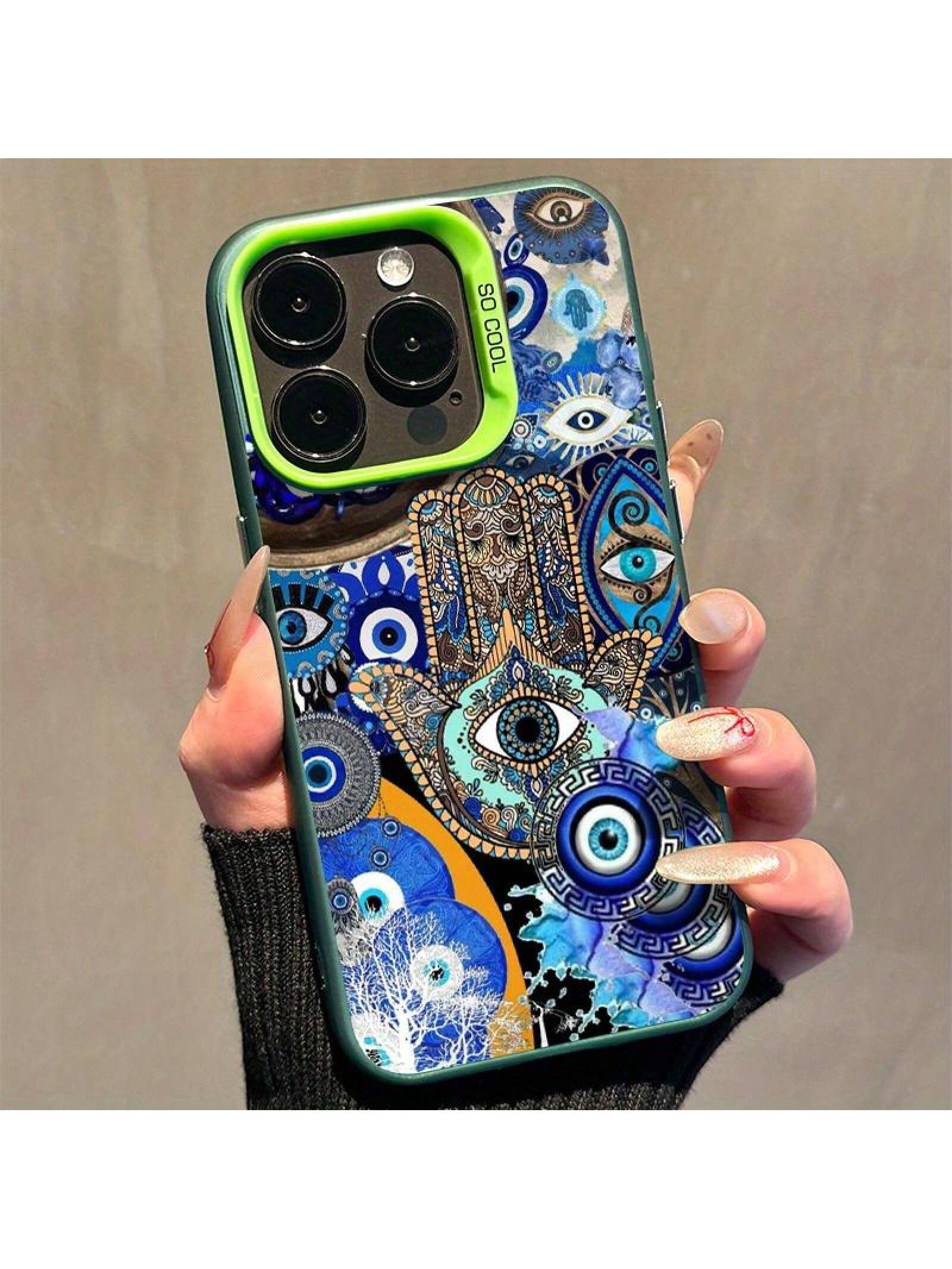 Fashionable Phone Case TM00323 With An Evil Eye Design, Suitable For Iphone Models 16Pro Max, 16Plus, 16Pro, 16, 15, 14, 13, 12, 11, XS Max, XR/X, And XSX, Offering Anti-Drop And Shockproof Protection. Protective Smartphone