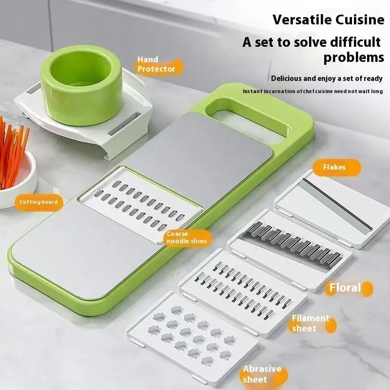Kitchen 5-In-1 Slicer, Vegetable Cutter, Multi-Blade Potato Chip Maker, Veggie Shredder, Food Chopper, Peeler, Ideal for Small Kitchen Tasks, Multifunctional Kitchen Slicer