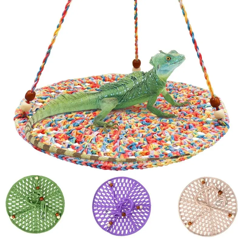 Reptile Hammock Swing Bed, Ideal for Bearded Dragons, Snakes, Geckos, Chameleons, Parrots, Hamsters, Small Pets Comfortable Resting Spot, Decor