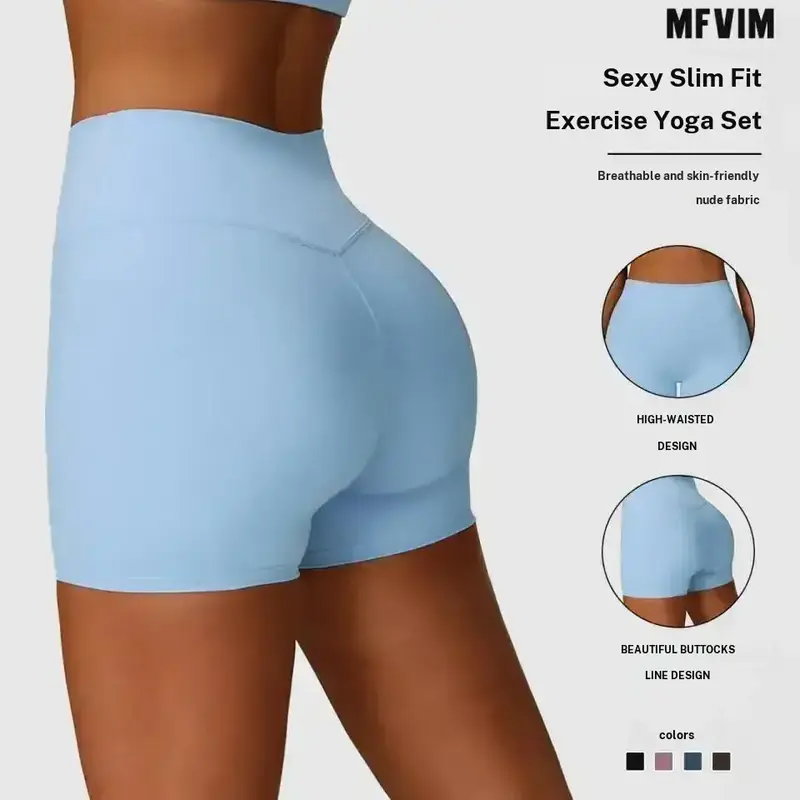MFVIM Women's Plain High-Waist High-Stretch Breathable Quick-Dry Skinny Sports Shorts - Secure Fit, Female Activewear for Yoga, Gym Workouts, Sizes m (90-105lbs), l (120-135lbs) - Recommended Cold Wash, Do Not Dry Clean Before Wearing