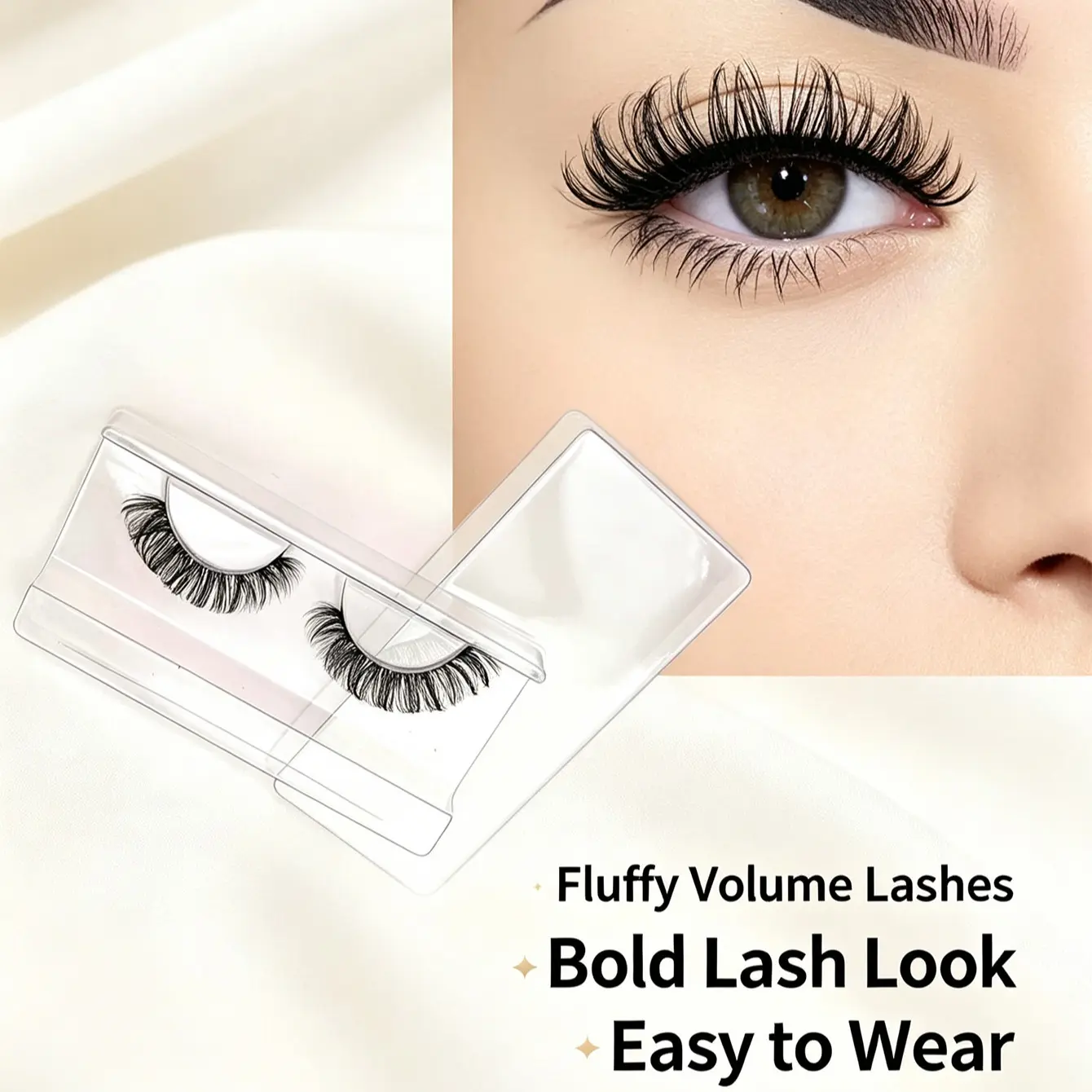 15mm D Curl Fluffy Russian False Eyelashes, Natural Curling Eye Makeup Strip Lashes for Lashes Extensions, Women & Girls Eye Makeup Cosmetic, Volumized False Eyelashes