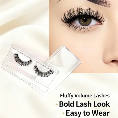 15mm D Curl Fluffy Russian False Eyelashes, Natural Curling Eye Makeup Strip Lashes for Lashes Extensions, Women & Girls Eye Makeup Cosmetic, Eyelash Falsies