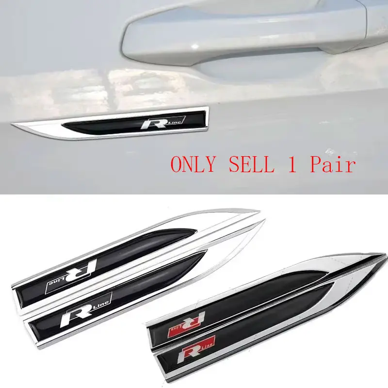 1pair RLine side fender knife stickers For Volkswagen series Side Emblem Badge Bumper Sticker VW R Rline Passat Polo Golf Jetta Tiguan Beetle Touran MK5 MK7