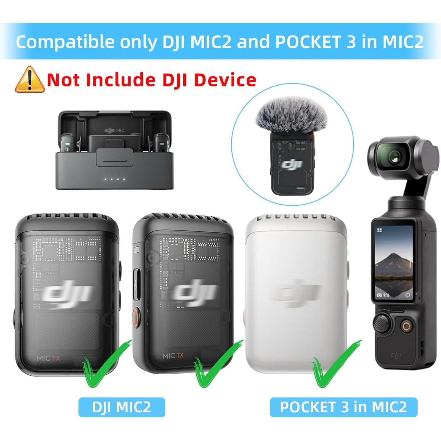 2 Pack Microphone Windscreen Compatible with  MIC 2/  POCKET 3 Microphone Furry Wind Muff (Not for  Mic 1)