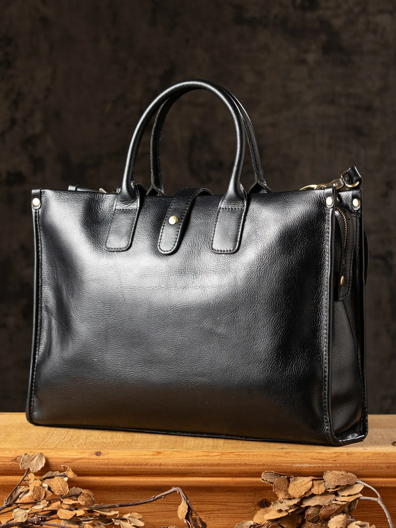 Men's Luxury Leather Business Briefcase, Fashionable Minimalist Top Grain Cowhide Shoulder Bag, Stylish Laptop Case