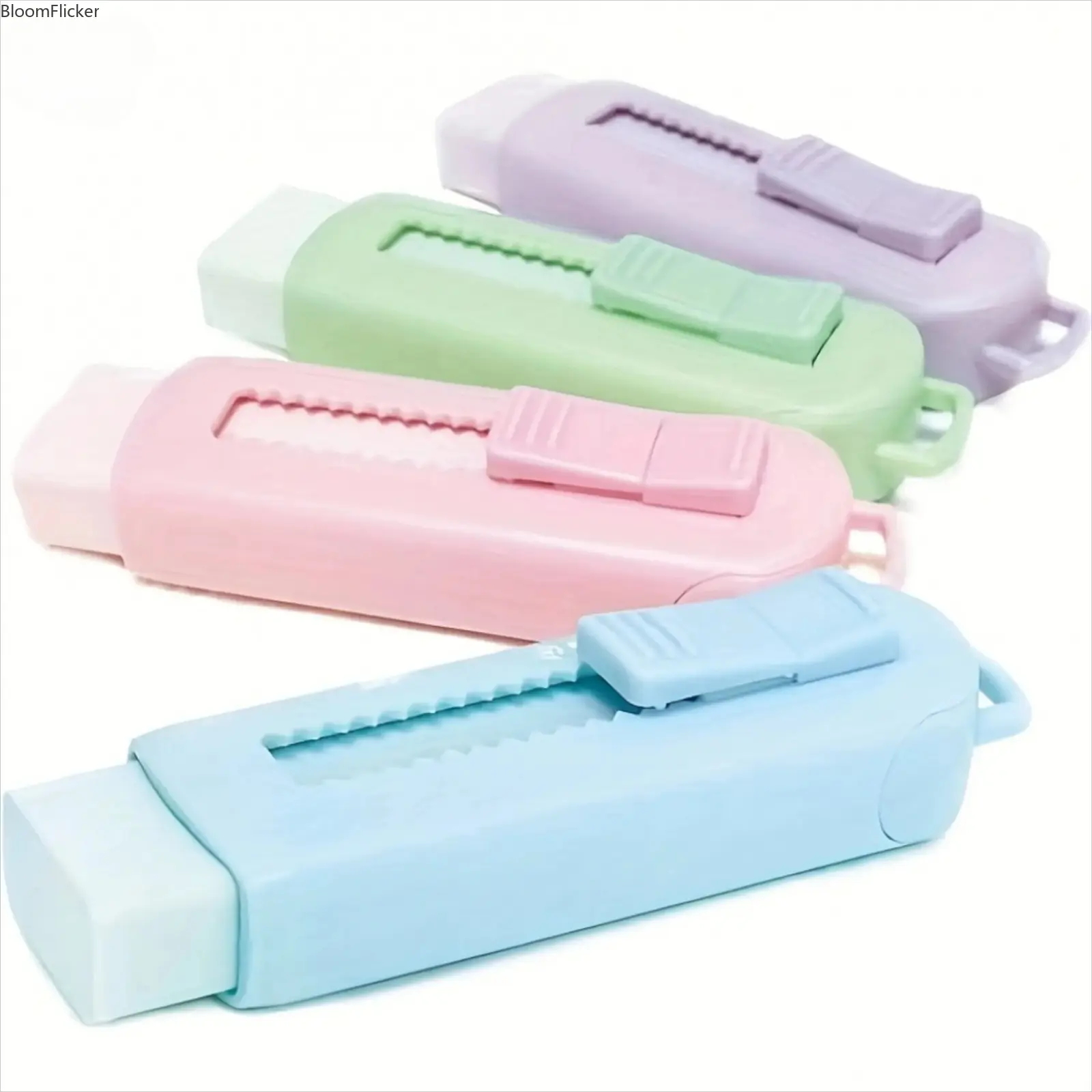 4 Pack Macaron Retractable Push-Pull Eraser Kit in Blue Pink Green Purple, Smooth Clean Wipe Art Stationery, Aesthetic Drawing & Office Supplies, Practical Decorative Gift for School Season, Holiday & Christmas Gifting