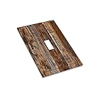 Rustic Brown Wood Grain Decorative Light Switch Cover 1 Gang Single Toggle Switch Wall Cover Device Faceplate for Bedroom 5 X 3 IN