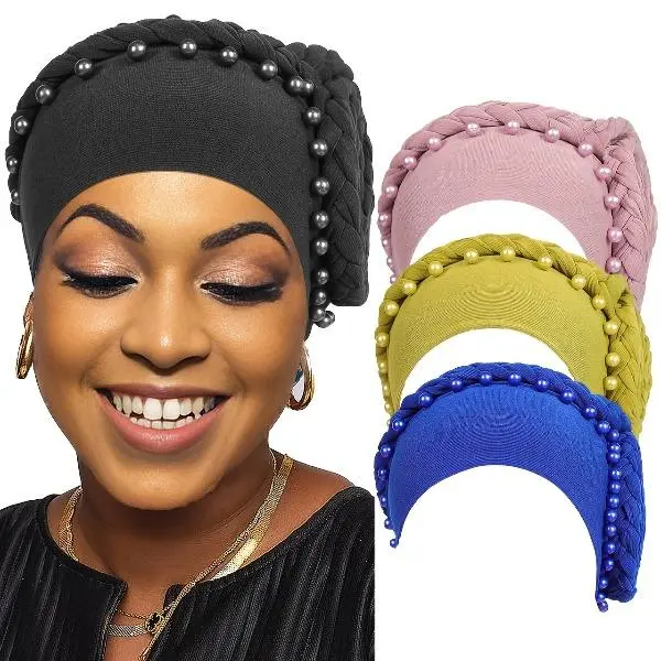 Chic Floral Print Headbands for Women, 2-Piece Set with a Faux Pearl Beaded Edge for Everyday Wear, Two Piece Set, Female Fit