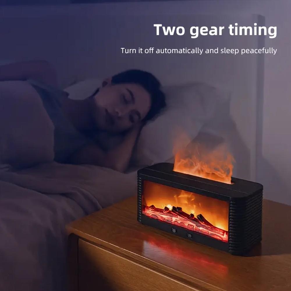 All-Room Fireplace Diffuser: 300ml Aroma Humidifier with Remote, Timer, 7-Color LEDs & Auto Shut-Off for Office and Home Wellness