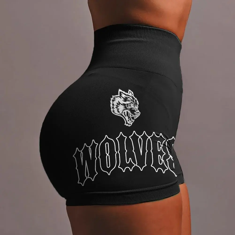 2025 Women Shorts Fitness Gym Elastic Pants Sportwear High Waist Tight Sport Clothing Womans Bodybuilding Workout Yoga Short Wolves