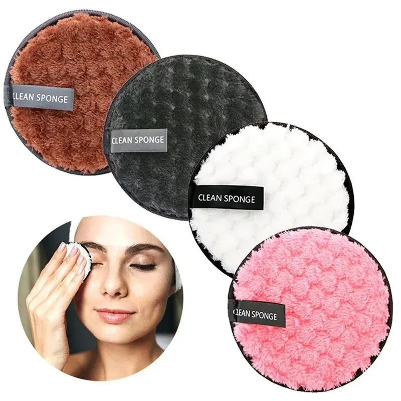 4pcs Makeup Remover Microfiber Cotton Pads, Washable Makeup Towels, Cleaning Sponges, Skin Care Tools, Ideal for Facial Cleansing