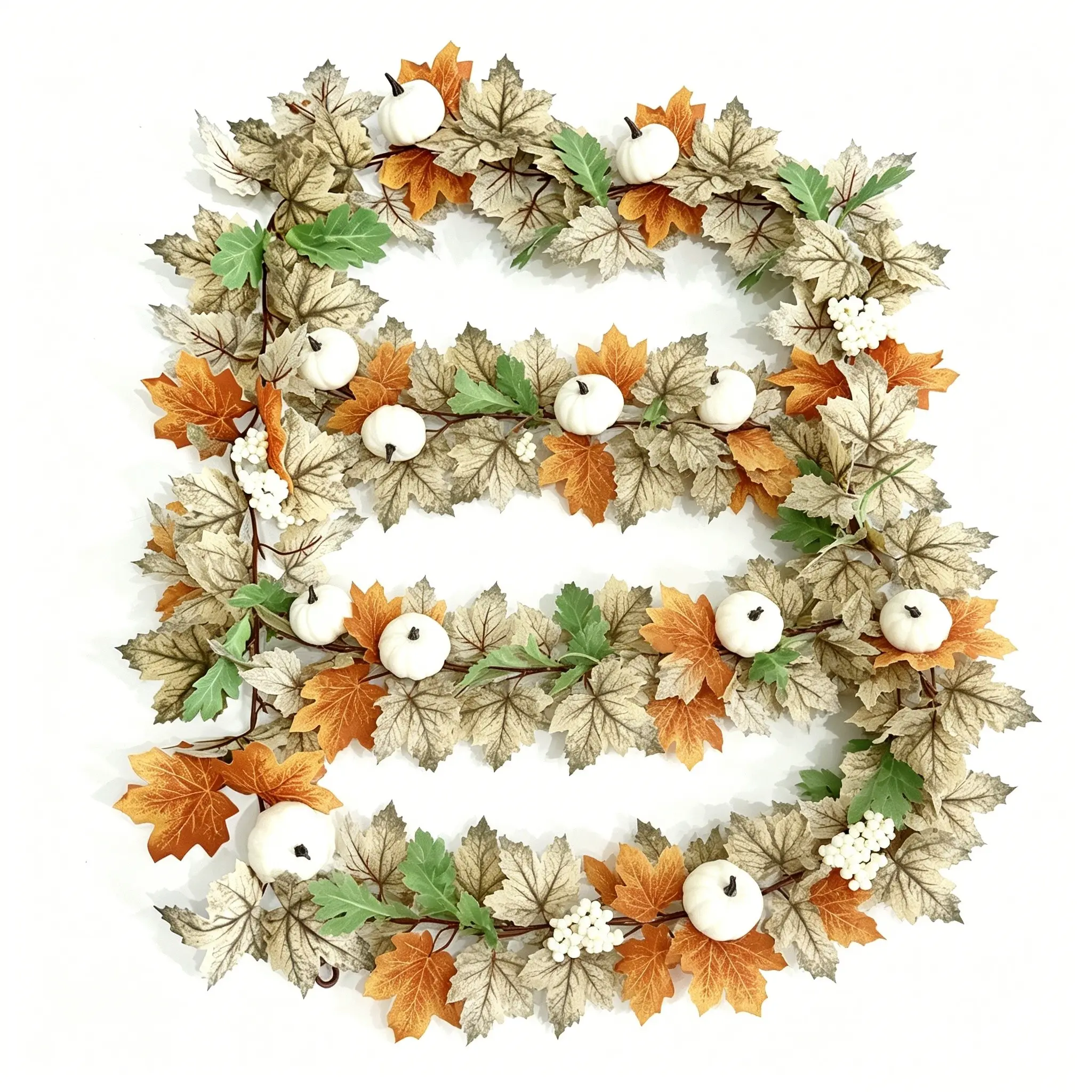 4 Pack Fall Maple Leaf Vines Garlands, 5.74ft Artificial Pumpkin Decor, Lifelike Ivy & Leaves, Indoor Outdoor Decor for Home, Wedding, Halloween, Scene Decorations