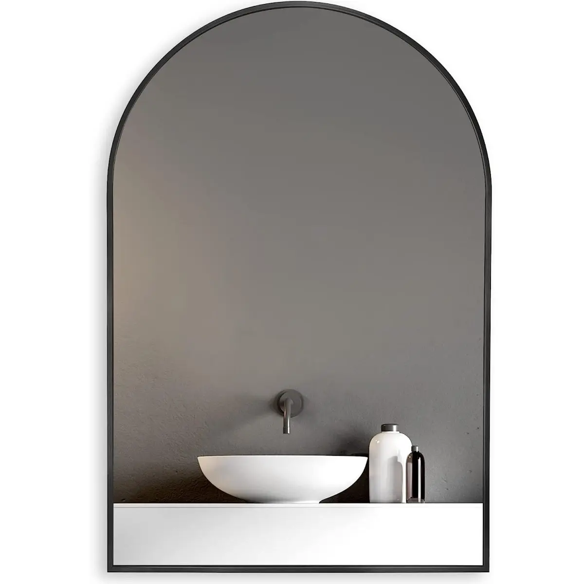 20*30 Inch Arched Wall Mirror, Anti-Rust Aluminum Alloy Frame with Brushed Finish, 4mm HD Shatterproof Glass Mirror, Easy to Install Decorative Hanging Mirror for Modern Home Decor