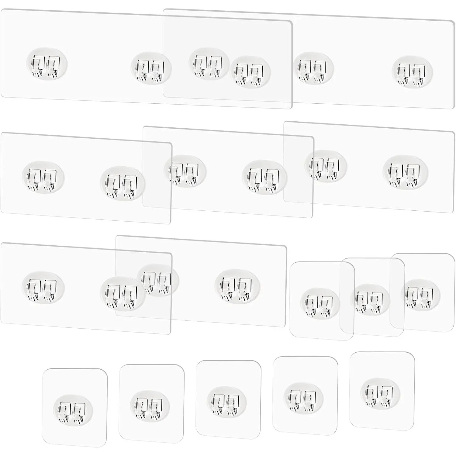 15 Pack Shower  Adhesive  -  No Drilling | Shower Shelf Adhesive Hooks for Bathroom Storage Shelves & Kitchen Racks, 3 Sizes Included