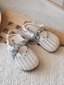 Girls' Mary Jane Sandals, Vintage Sweet Pearl Style, Breathable Mesh Upper, Anti-Slip Soft Sole, Ages 1-6, Perfect for Daily Wear & Parties