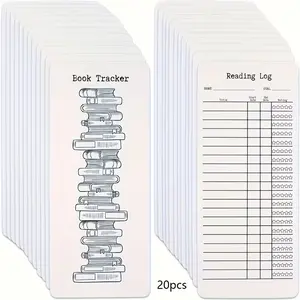 20 Pack Reading Log & Book Tracker Bookmarks, Blank Bookmarks for Book Additions, Art Projects, School Supplies, Gift Tags