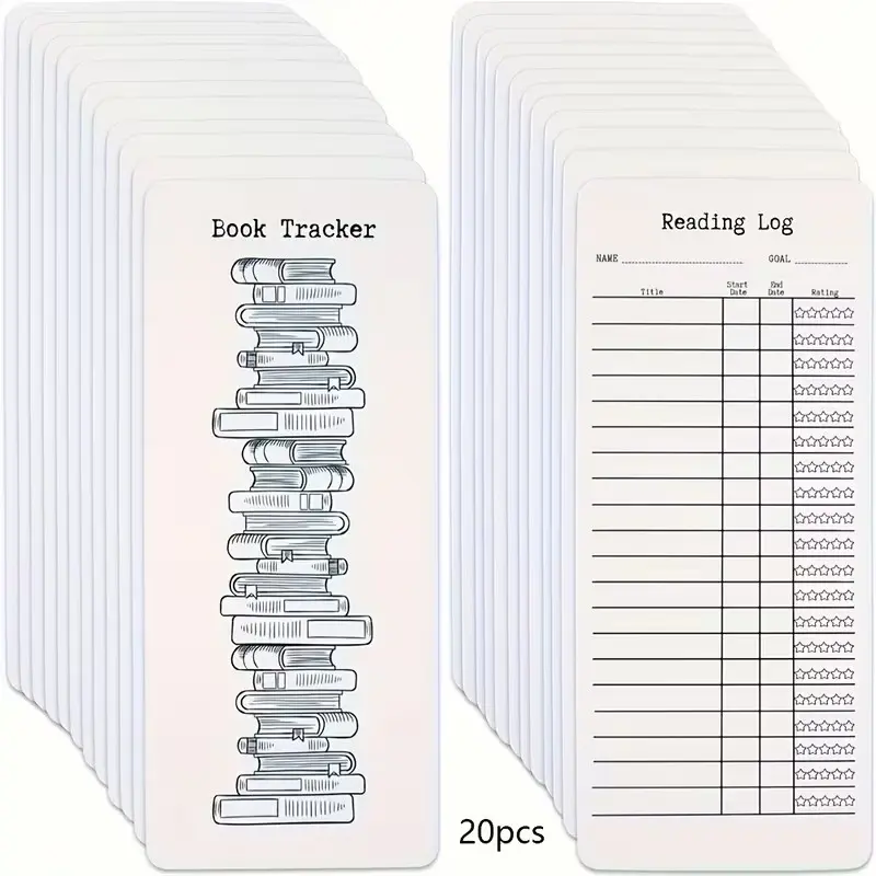 20 Pack Reading Log & Book Tracker Bookmarks, Blank Bookmarks for Book Additions, Art Projects, School Supplies, Gift Tags