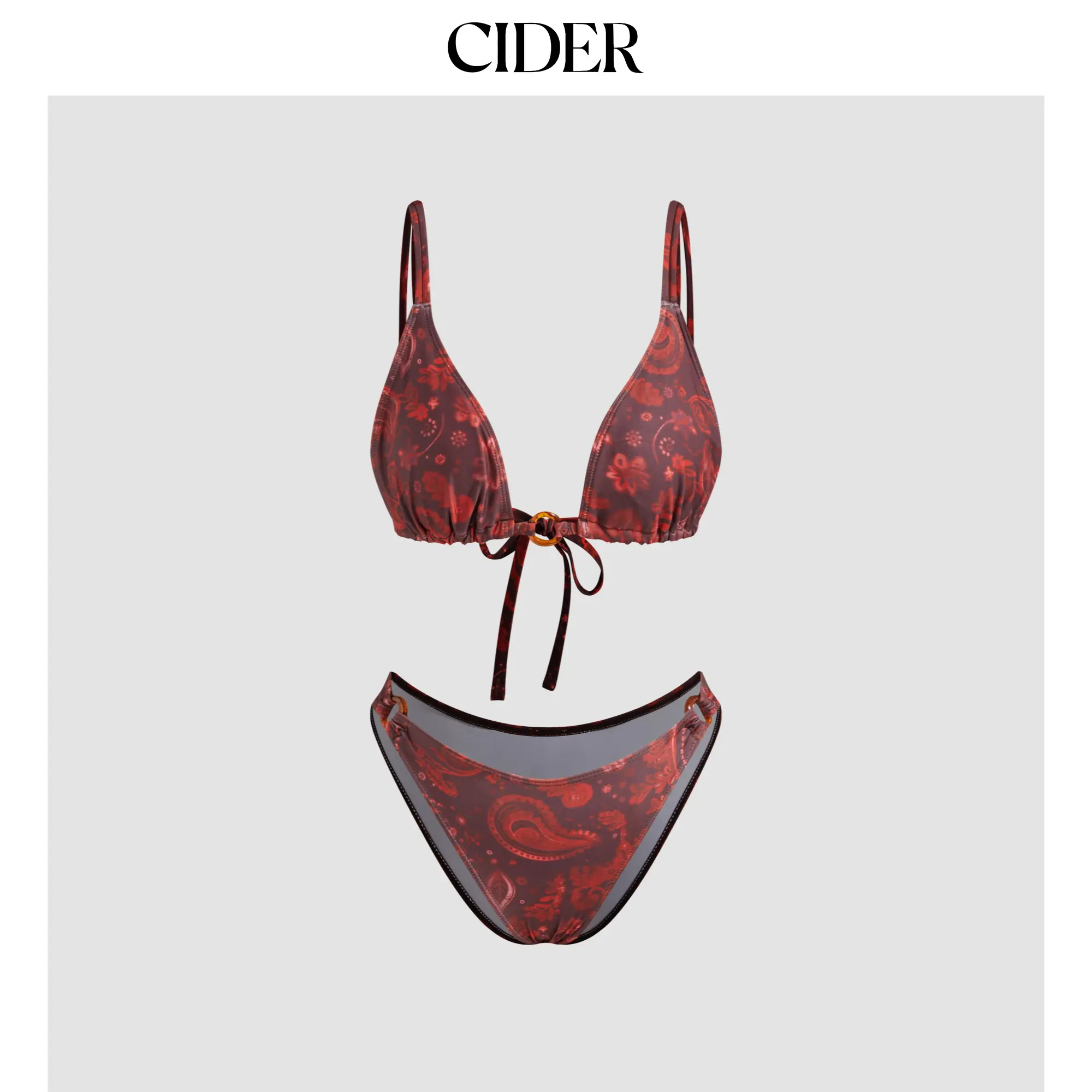 Cider O-Ring Floral Bracelet Cheeky Bikini Swimsuit