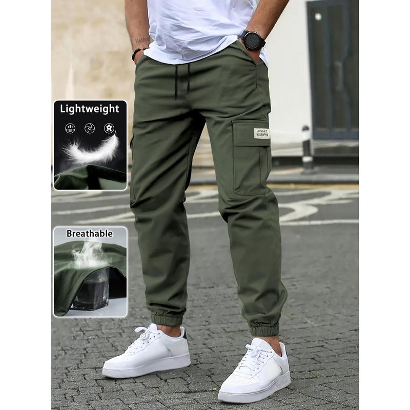 Men's Tactical Cargo Work Pants - Lightweight Ripstop Fabric | Adjustable Drawstring Waist & Belt Loops | Quick-Dry Breathable Outdoor Pants for Hiking, Camping & Construction (Machine Washable)