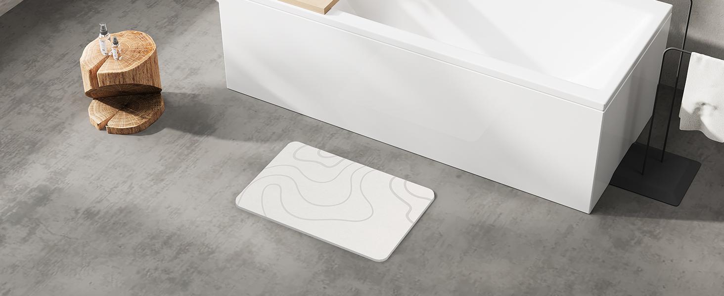 Bath Mat Diatomaceous Earth Shower Mat Non-Slip Super Absorbent Diatomite Stone Mats for Bathroom Floor Kitchen Counter Quick-Drying Easy to Clean