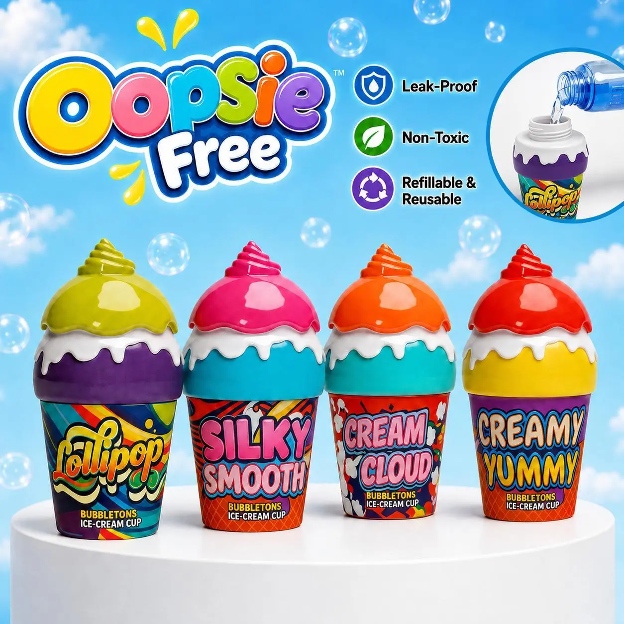 Combination inverted leak-proof bubble toys, dirt-free children's outdoor toy sets, non-toxic birthday party souvenirs, summer sensory gifts for boys and girls