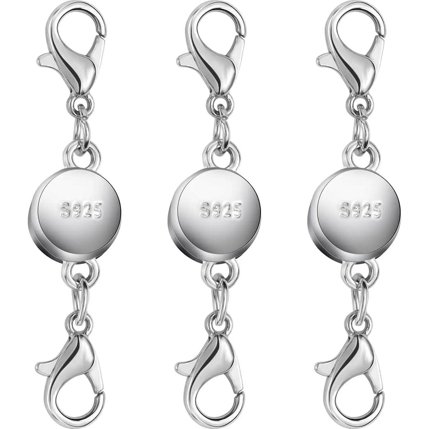 925  and   Necklace Clasps, Round Necklace Clasp Closures for  Making, Necklace Clasps and Extenders,for Bracelet Necklace and Accessories (3pcs )