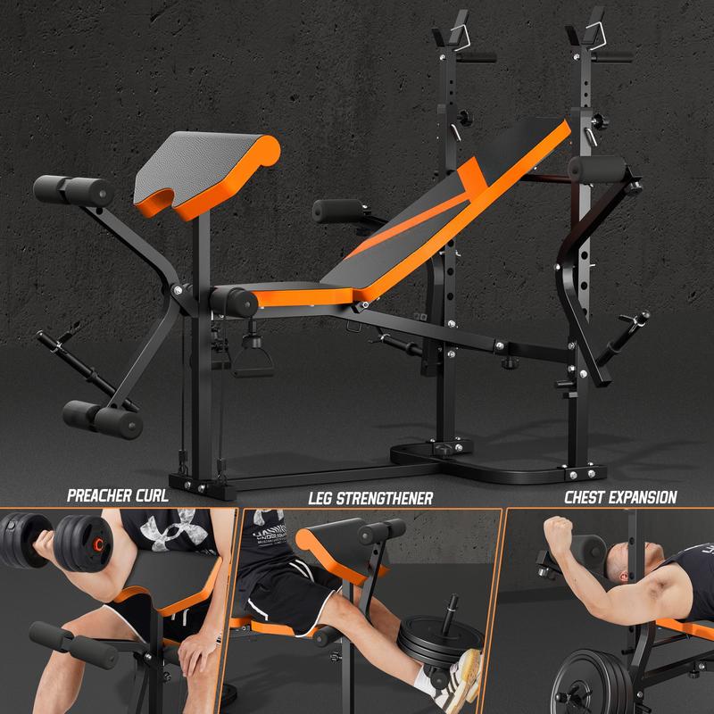 Weight Bench,Multi-Function Strength Training Bench Press Exercise Equipment, 6 in 1 Adjustable Weight Bench with Leg Extension,For Home Gym 600LBS