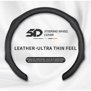 Napa Nappa Leather 5D Steering Wheel Cover 15 Inch Ultra- Thin Anti-Slip Sweat-Resistant Enhances Control Sfety Universal Fit for All Models Easy Install Secure Grip & Non-Slip Grip
