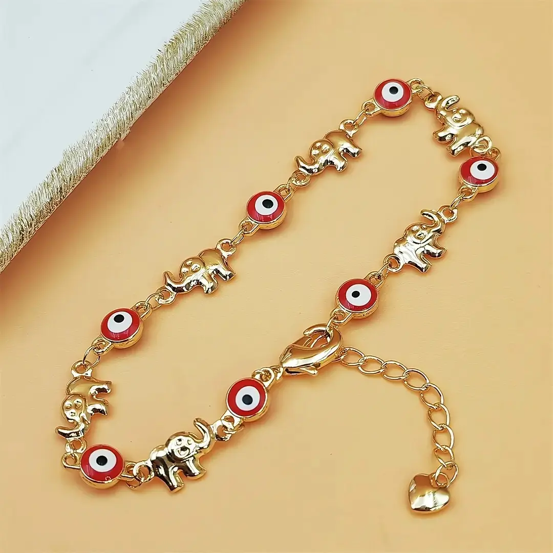 Women's Boho Elephant Charm Bracelet Gold Tone Lucky Chain Bracelet Adjustable Fashion Jewelry for Daily Wear Party Vacation Birthday Mother's Day Gift for Her