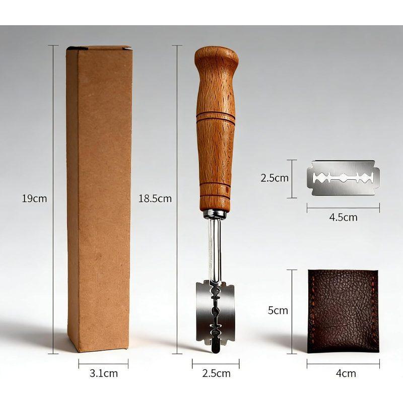 2pcs Bread Lame Dough Scoring with Wooden Handle & Wire - Handcrafted Suitable for Sourdough Starter, Bread Slicer for Pastry Making, Professional Baking for, Hobbyists, Bakeries - Wire & Maintenance