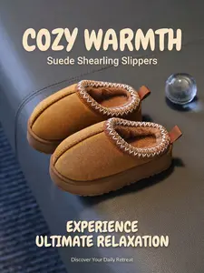 New Autumn Winter Kids Slippers, Simple Style Girls Indoor Home House Slipper Fleece Lined Thick Warm Bottom Boys Bedroom Slippers, Fuzzy Warm Slippers