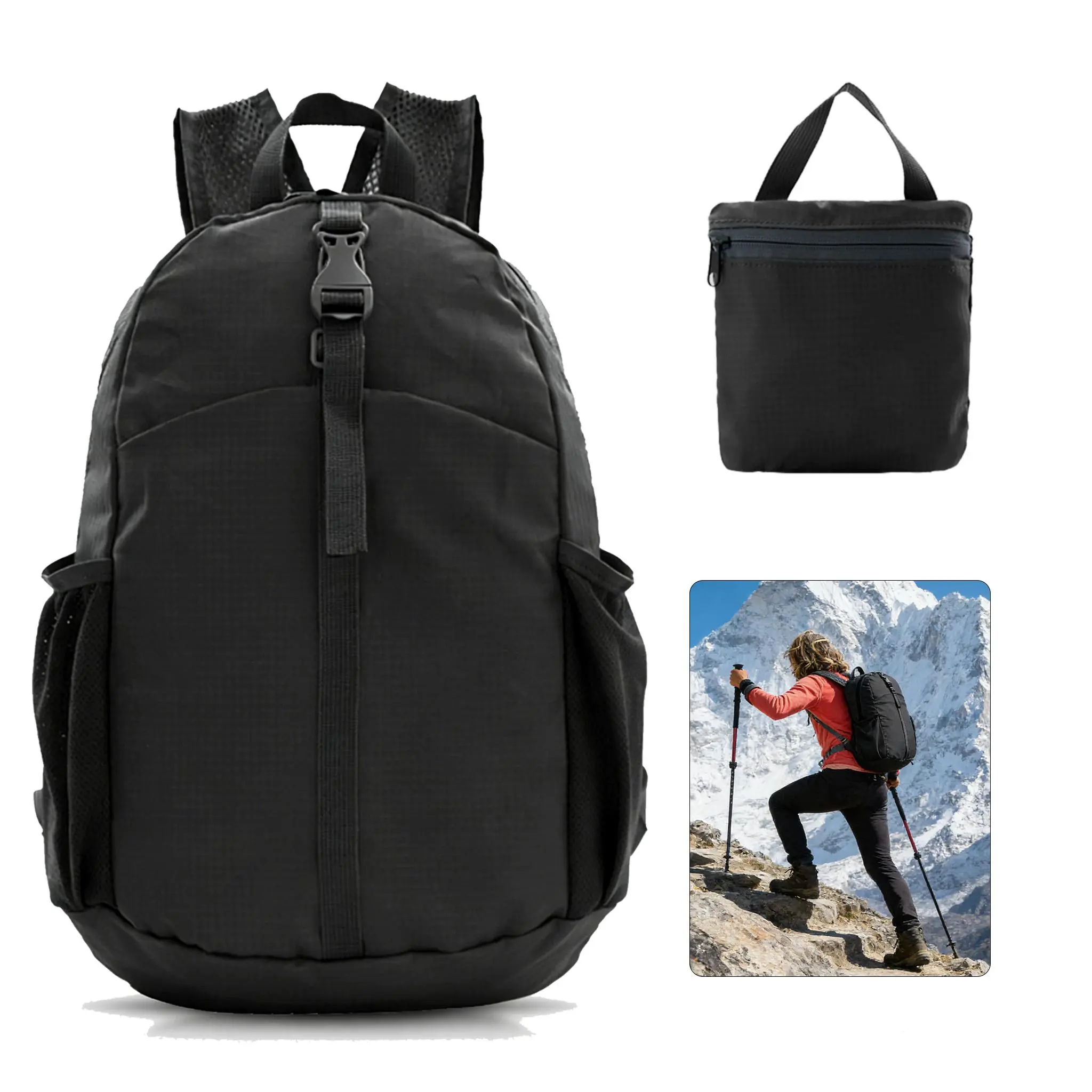 Unisex Nylon Fabric 20L Lightweight Portable Foldable Water-Resistant Outdoor Daypack, Youth Sports Bag for Hiking & Commuting, Large Capacity Camping & Hiking Essential