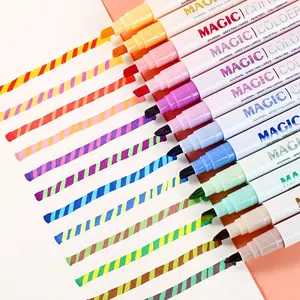 12 PCS Color Changing Highlighters, Dual Tip Chisel Point Fluorescent Markers, 12 Soft Colors Rainbow Pens for Journaling, DIY Notes, Drawing, Easter Decorations, Art Supplies