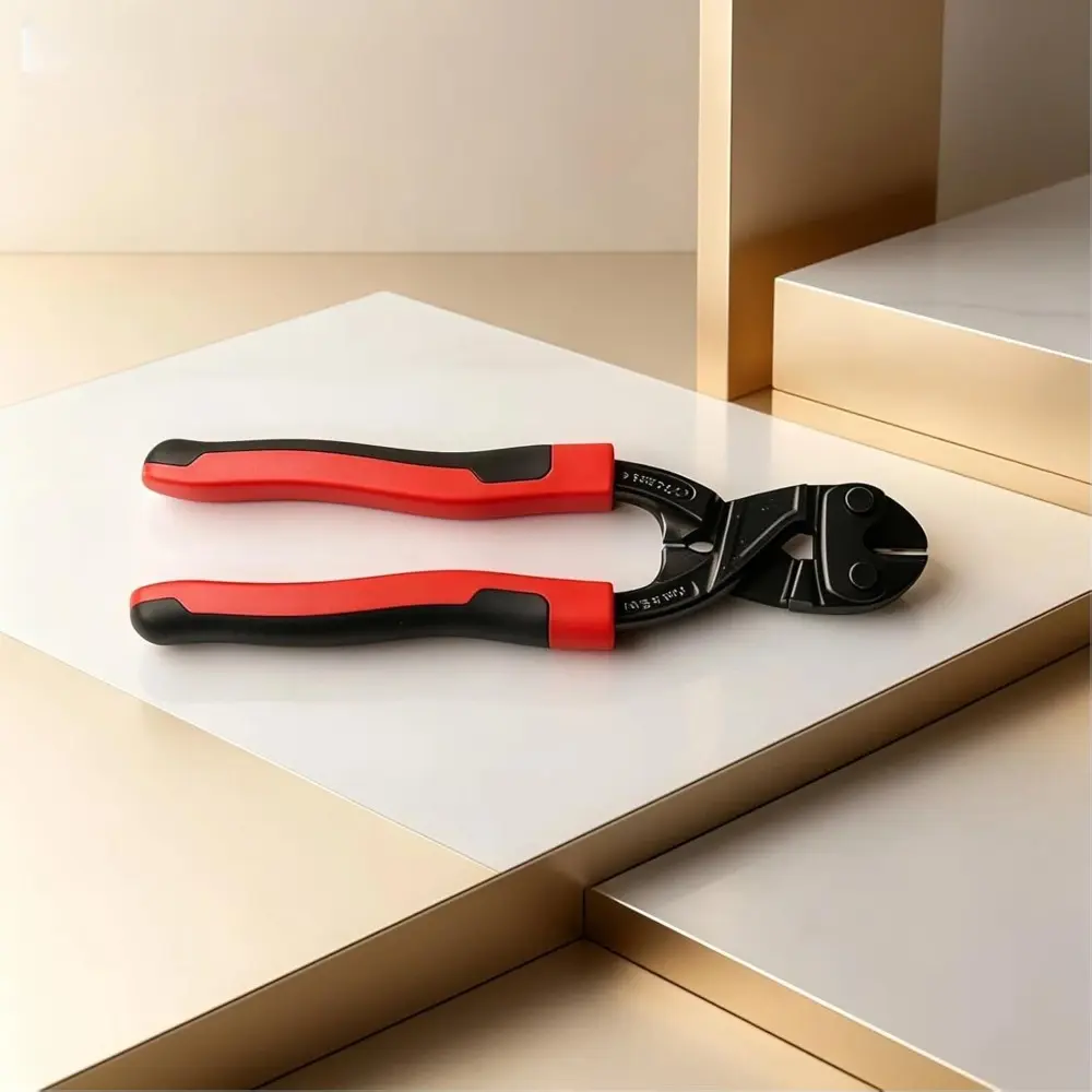 1 PCS 8 Inch Mini Bolt Cutters, High Leverage Compact Bolt Cutter, CRV Steel Blade with Recess, Anti-Slip Comfort Grip, Cuts Rods, Cables, Rivets, and Chains, Cutting Tool