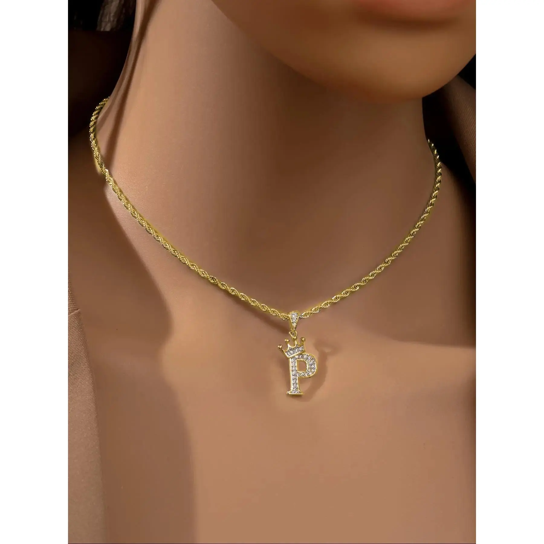 Rhinestone Decor Letter Design Pendant Necklace for Women, Dainty Initial Necklaces Fashion Jewelry for Party, Daily Decor, Trendy All-match & Exquisite Jewelry for Birthday Gift Elegant Rhinestone Necklace Bling Pendant