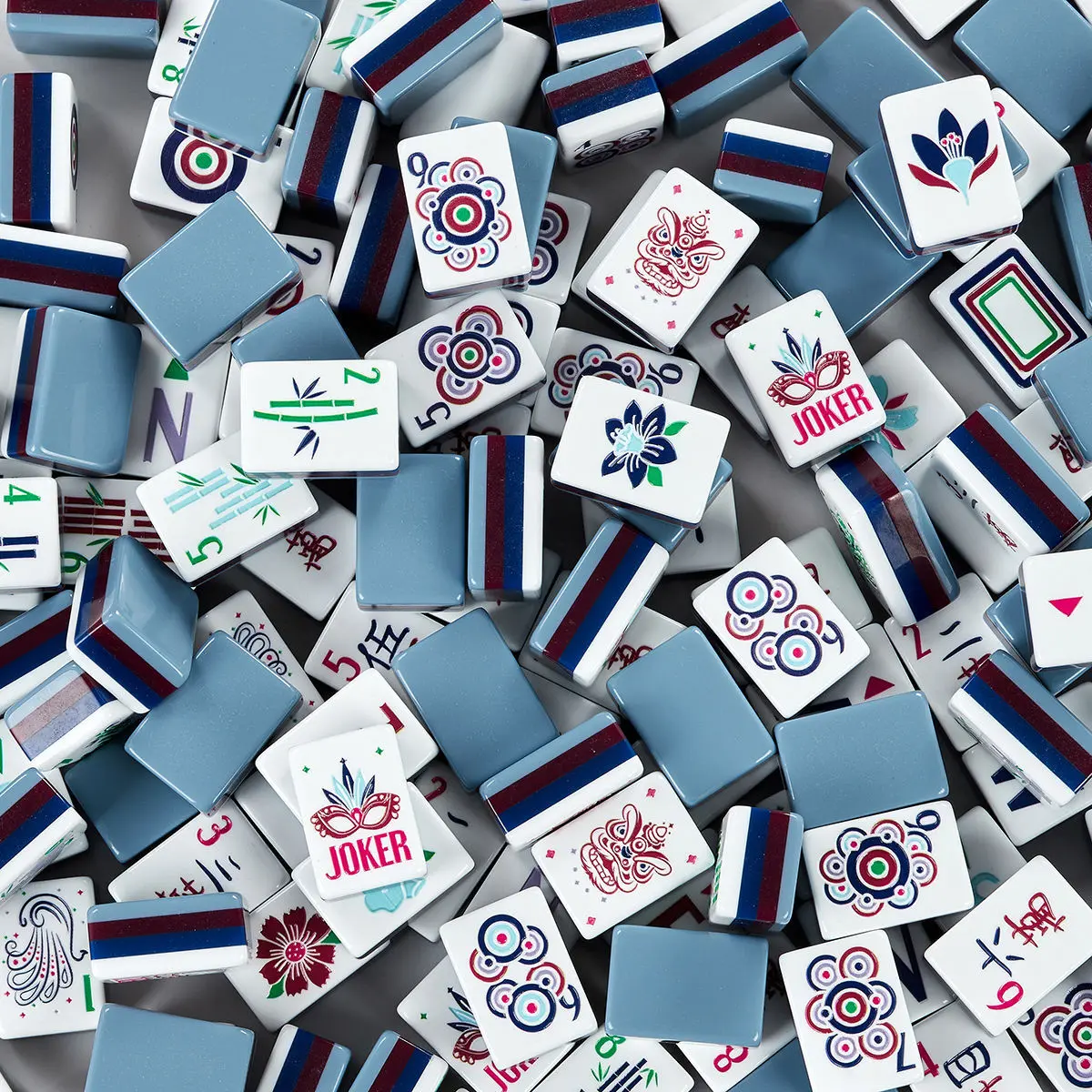 Blue Grey Crystal Acrylic American Mahjong Tiles, 160 Pcs 1.2 Inch Hand Play Tiles Only, Full Game Set