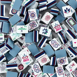 Blue Grey Crystal Acrylic American Mahjong Tiles, 160 Pcs 1.2 Inch Hand Play Tiles Only, Full Game Set