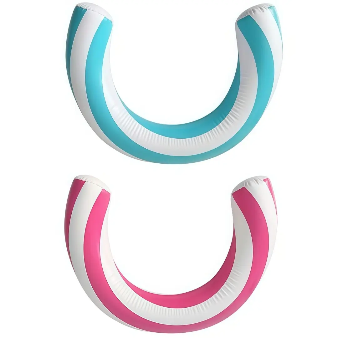 2pcs Inflatable Curved Pool Noodle Adult Inflatable Pool Float Noodles for Swimming Travel Pink Blue Stripe Pools Float Toys Summer Party Beach Water Games Supplies Pool Floaties Inflatable Pool Floaters