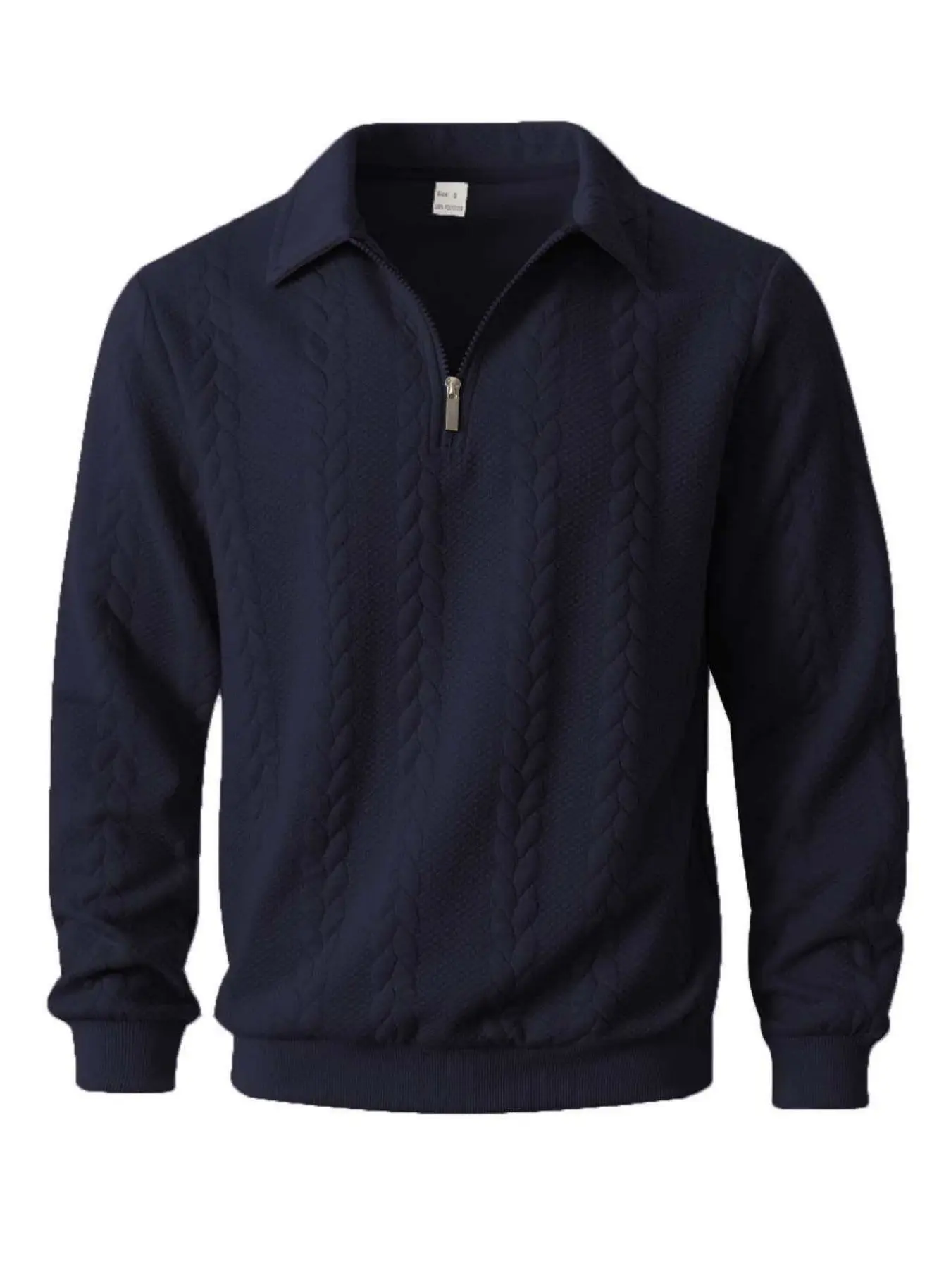 Men's New Fall Winter Fashion Lapel Half-Zip Knit Sweater, Elegant Cable Knitting Texture, Soft Fabric, Casual & Business Wear