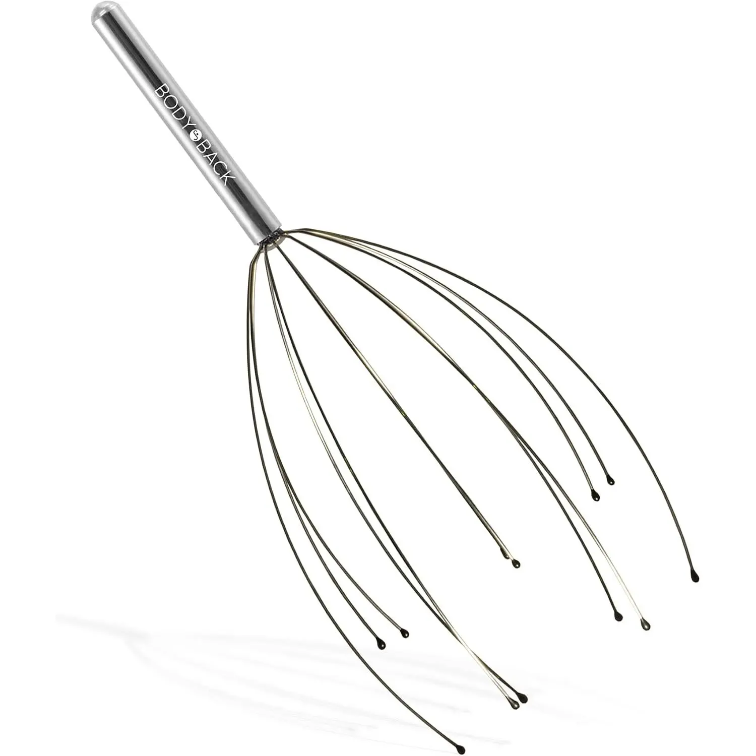 Scalp Massager Silver - Manual Head Scratcher for Stress Relief | Manual Head Massager With 12 Flexible Wire Fingers And Soft Rubber Tips For Gentle Hair Stimulation & Soothing Scalp Massage