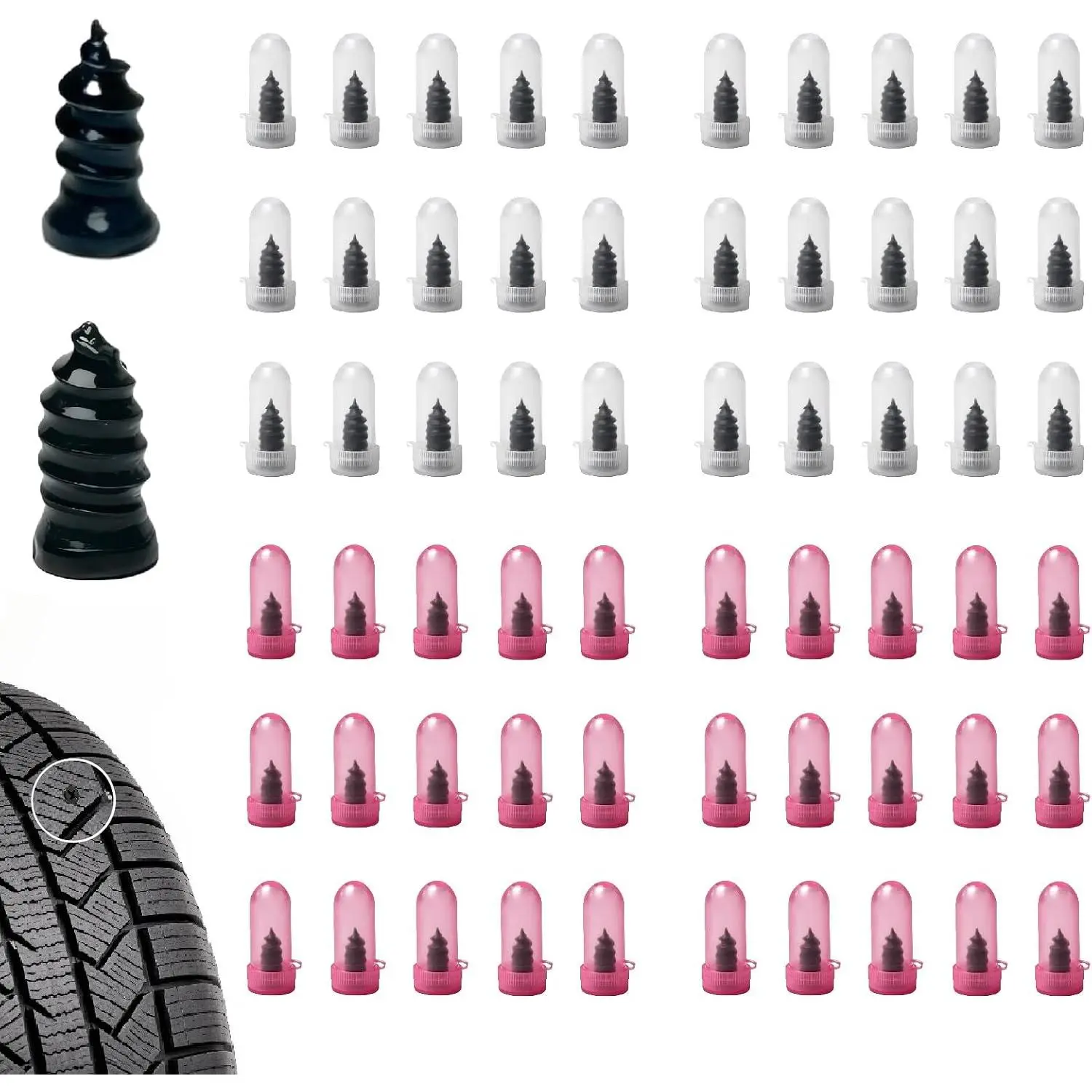 20 count Tire Repair Screws, Professional Screw Tire Plug Kit, Vacuum Tire Repair Rubber  Kit, Self-Service Tire Plugs Screw Type, Screw in Tire Plugs Heavy Duty for    Tractor