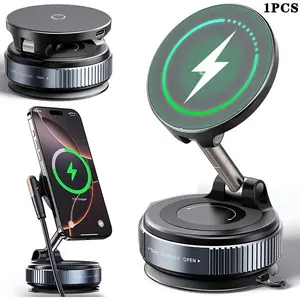 15W Fast Charging Technology Wireless Car Charger Mount, Magnetic Phone Holder Compatible with MagSafe, Magnetic Charging Design, Foldable & Portable for All Smartphones