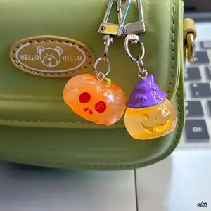 4-piece Glow In The Dark Pumpkin Keychains And Bag Charms, Fun DIY Decorative Accessories, Cute Ornaments For Cars And Desktops, Ideal Party Favors For Birthdays And Halloween Gifts room decor