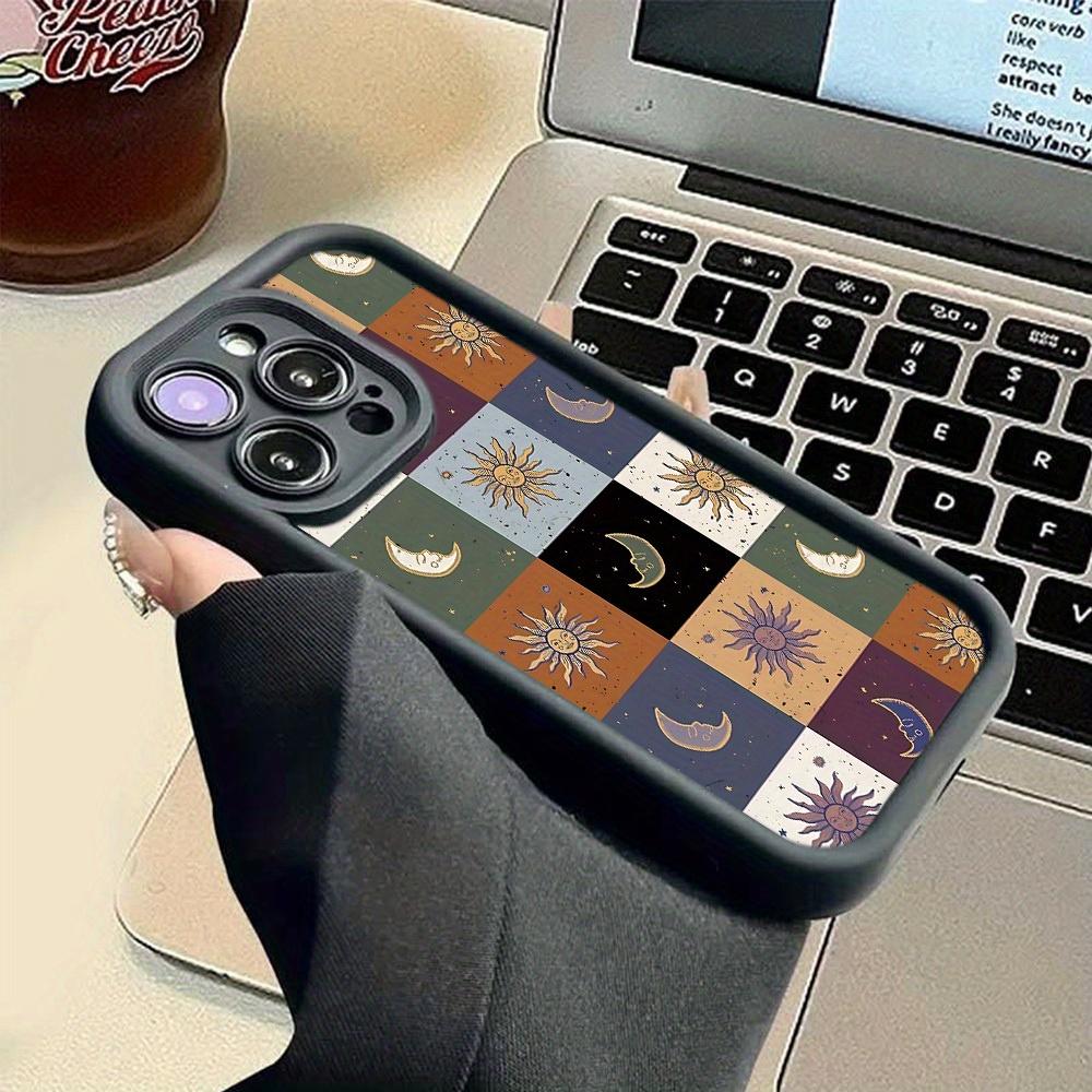 TPU Phone Case Featuring a Sun And Moon Grid Design, Designed to Be Shockproof And Fall-Resistant, Making It a Perfect Birthday Or Festival Gift for Both Men And Women, Compatible with iPhone 17 E Air Pro ProMax iPhone16 15 14 Plus 13 12 Mini 11 X XS XR ﻿