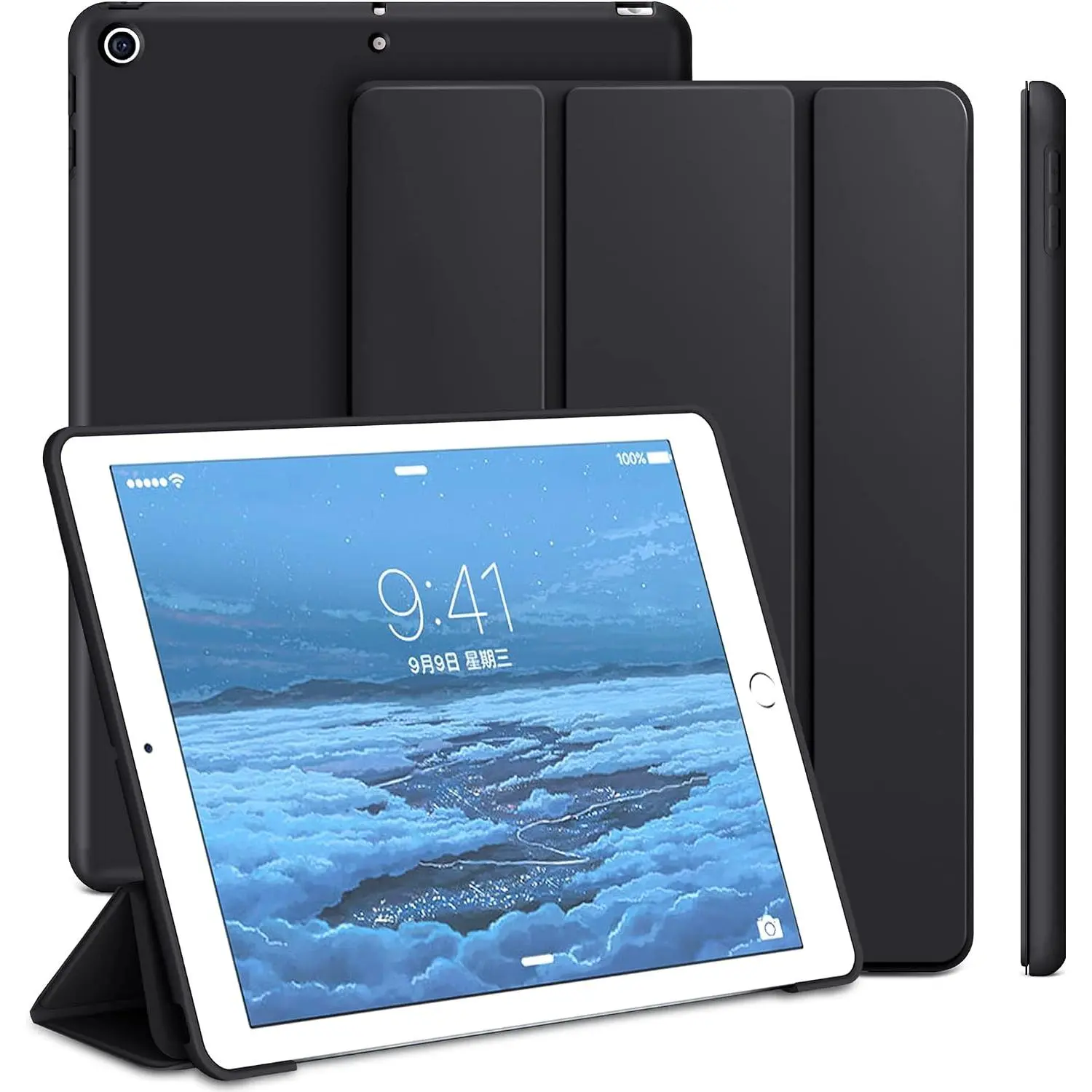 Case Compatible with iPad 9th Generation, Auto Wake&Sleep Slim Trifold Stand Case for iPad 8th Generation (2020) & 7th Generation (2019), Lightweight, Black